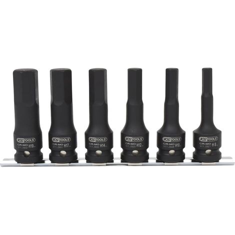 KS Tools 515.1104 Serie di bussole 1/2" per avvitatore ad impulsi, lunghe, 6 pz (1/3)