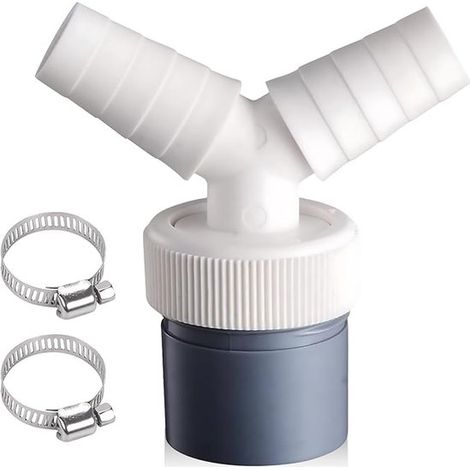 Adaptateur en Y pour double vidange – Machine à laver et tuyau, entonnoir de vidange double, sortie Ø40 mm, entrée Ø18-24 mm, 2 colliers de serrage (1/5)