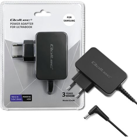 Qoltec Netzteil für Samsung Ultrabook Laptop 40W  19V  2,1A  3,01,0 (1/5)