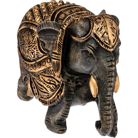 Elefante Chana H.11cm in resina - Nero dorato - Atmosphera créateur d'intérieur (1/2)