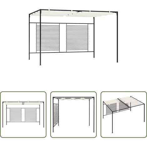 Außenbereich - Pavillon mit Ausziehbarem Dach 3x4x2,3 m Cremeweiß 180 g/m² (1/5)