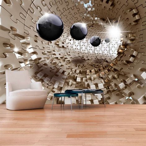 Papier peint puzzle d'or - 400 x 280 cm (1/4)