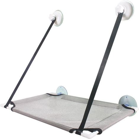 Hamac de Fenêtre à Ventouse pour Chat Gris, Couchage Suspendu Simple Étage pour Repos et Observation (1/5)