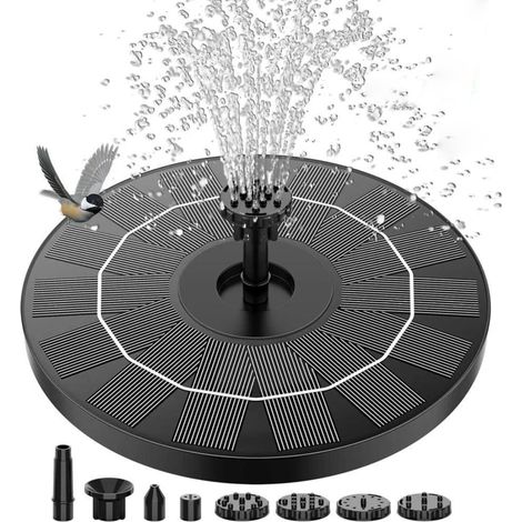 Solarbetriebene Springbrunnenpumpe, 16 cm runder Schwimmbrunnen für Gartenteich, Pool, Terrasse, solarbetriebenes Wasserspiel für den Außenbereich