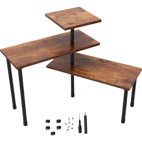 Étagère de rangement à trois niveaux avec doublure renforcée, multifonctionnelle, coins en bois et cadre en fer (1/5)