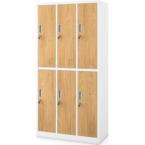 Sozialer Arbeitsschrank weiß/goldene Eiche: Eco Design 6-türig IGOR