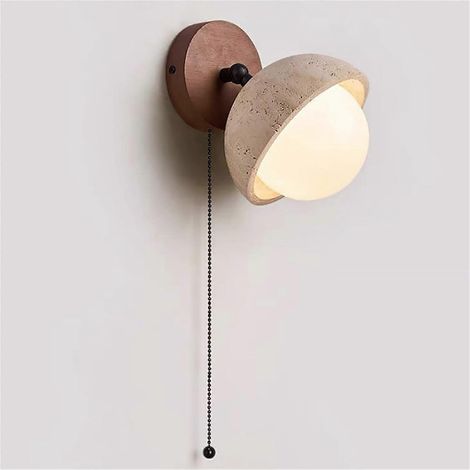 Applique murale en pierre naturelle avec interrupteur et variateur, lampe en bois d'intérieur pour salon, style industriel, pour salle de bain. (1/5)
