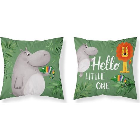 Federa per cuscino per neonato 40x40 Safari ZOO Hippo COTONE (1/2)