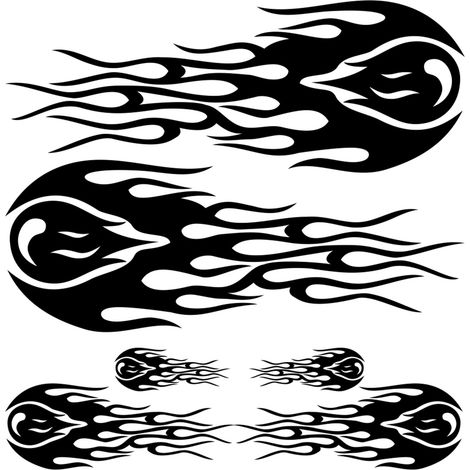Car Door Side Sticker Flame Style Waterproof Self Adhesive Car Body Decal for RV Yacht Truck Pickup SUV Black (1/5)