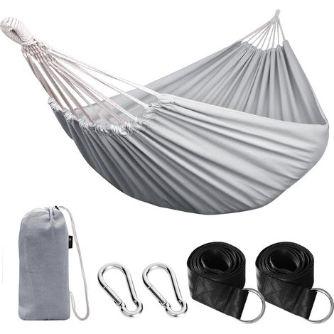 Outdoor-Camping-Hängematte, tragbar, aus Canvas, leicht, mit baumfreundlichen Gurten, Tragetasche, perfekt für Garten, Balkon, Terrasse, Strand und Wandern