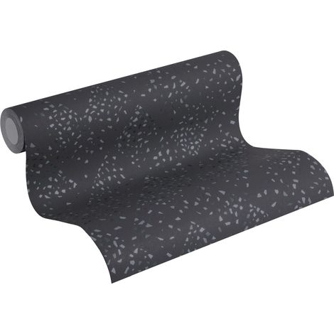 Papier peint confetti noir Papier peint moderne en effet terrazzo anthracite Papier peint mural foncé (1/5)