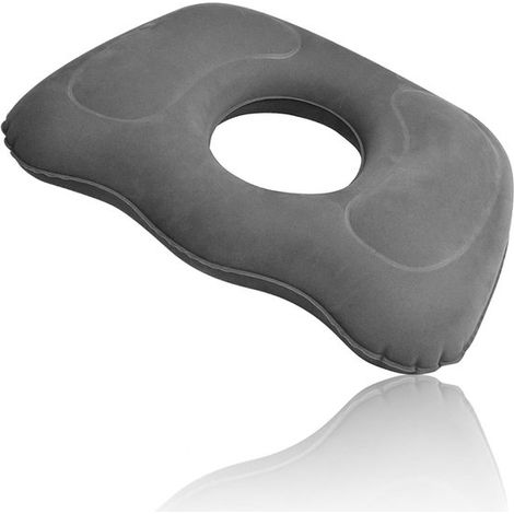 Cuscino gonfiabile a forma di ciambella, cuscino ergonomico ad anello in PVC grigio (1/5)