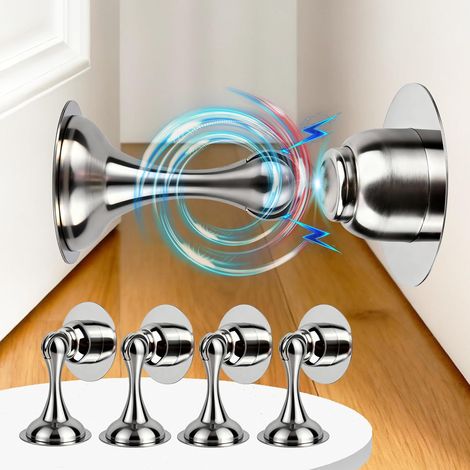 Stück magnetische Türstopper, Türstopper aus Edelstahl mit selbstklebendem Verschluss, verdeckten Schrauben, für alle Hartböden