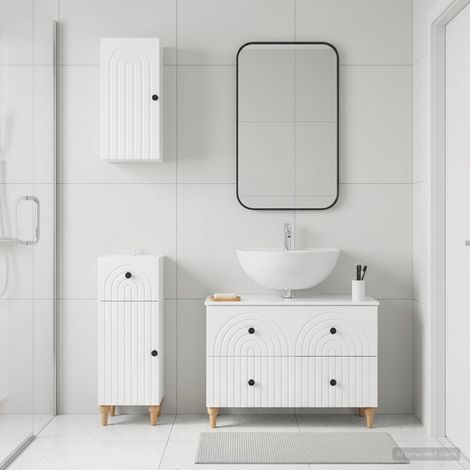 vidaXL 3 Piece Bathroom Cabinet Set ALKMAAR High Gloss White (1/5)