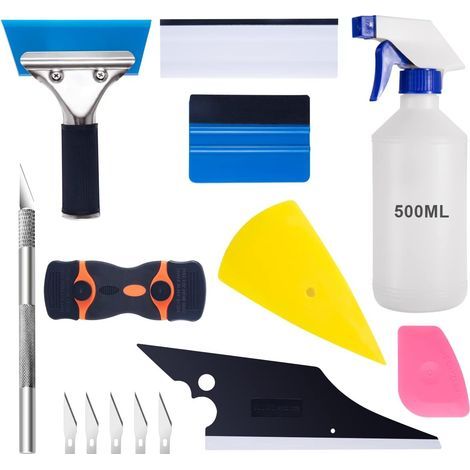 Kit d'outils d'application de film teinté pour vitres de voiture. 9 pièces. outil d'installation de film protecteur pour vitres de véhicule. raclette. grattoir pour film automobile (1/5)
