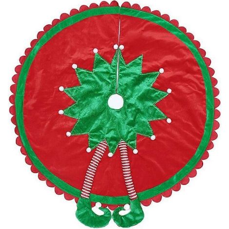 Jupe de sapin de Noël décorative de 119 cm (47 pouces) avec pieds d'elfe, tapis de sapin rustique, décorations de Noël intérieures et extérieures pour le Nouvel An (1/5)
