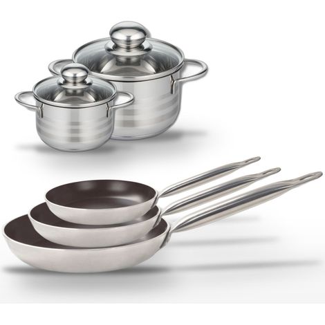 Lot de 3 Poêles 24/28/32 cm et 2 Faitouts 12/16 cm Elo Bistro Line (1/5)