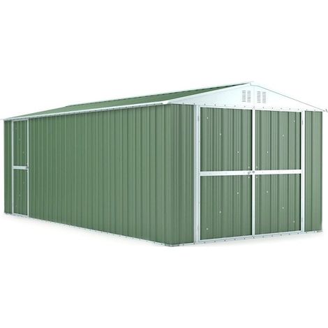 Casetta Box da Giardino in Lamiera di Acciaio Porta Utensili 327x611x235 cm Enaudi Verde
