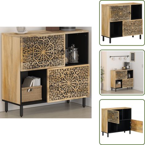 Meuble en bois - vidaXL Armoire latérale 80x33x75 cm bois massif de manguier - Rangement intérieur