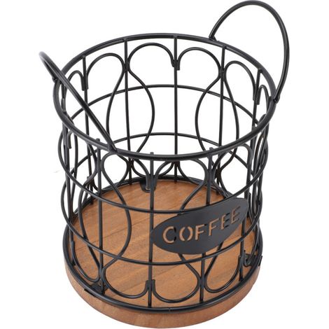 Porta capsule di caffè, cestello per la conservazione delle capsule di caffè, base rotonda in legno per la cucina (NERO).