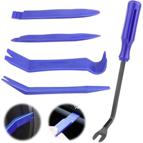 Herramienta de desmontaje de molduras para coche, 5 piezas de herramientas de plástico duro, kit profesional de herramientas para desmontaje e instalación de radio, audio, molduras interiores y salpic (1/5)
