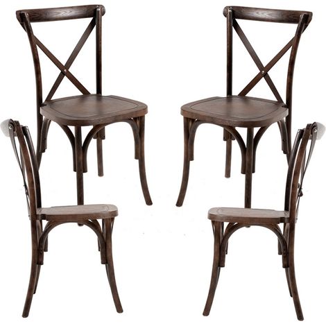 Sillas Comedor - Pack 4 Sillas Altea Polipropileno efecto Madera - Roble oscuro (1/5)