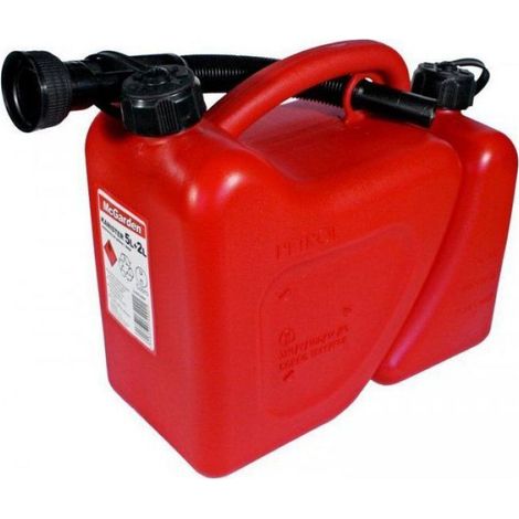Bidon - Plastique - Etanche - Pour Essence Et Huile De Chaîne - 5 L + 2 L