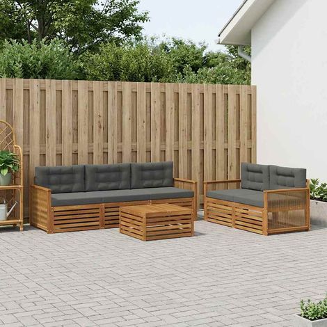 vidaXL Outdoor-Sofagarnitur mit Kissen 6 pcs Natur und Anthrazit (1/5)