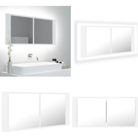 LED-Bad-Spiegelschrank Weiß 100x12x45 cm Acryl - LED-Spiegelschrank - Badezimmerspiegel - RGB Beleuchtung - Armaturerschrank - Aufbewahrungsschrank - Home & Living (1/5)