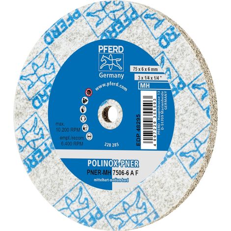 PFERD TOOLS POLINOX verpresstes Vlies-Rad PNER Ø 75X6 mm Bohrung-Ø 6 mm Mittelhart A Fein für Finish 5 Stk (1/5)