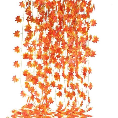 Lot de 12 guirlandes de feuilles d'érable artificielles à suspendre pour intérieur ou extérieur, décoration de fête (jaune)-Fei Yu (1/5)