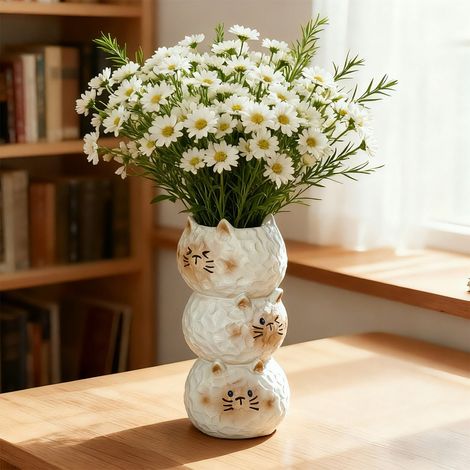 Vase Chat - Résine - 16,5 x 8,5 x 8,5 cm - Pour Fleurs Séchées et Graminées - Décoration Intérieure - 1 Pièce (1/5)