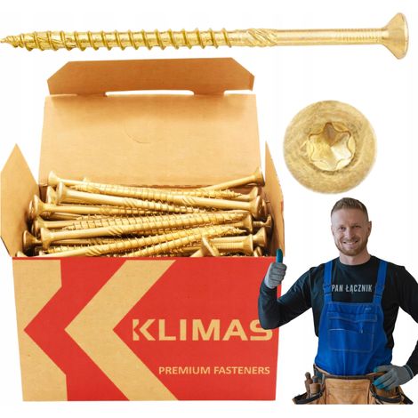 Vis Charpente Bois Klimas WKCS, 10 x 120 mm, Empreinte Torx, Tête Fraisée, Boîte 50 Pièces (1/5)