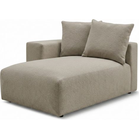 BOBOCHIC - Méridienne avec accoudoir pour canapé modulable VOLTAIRE tissu chiné Angle gauche Taupe
