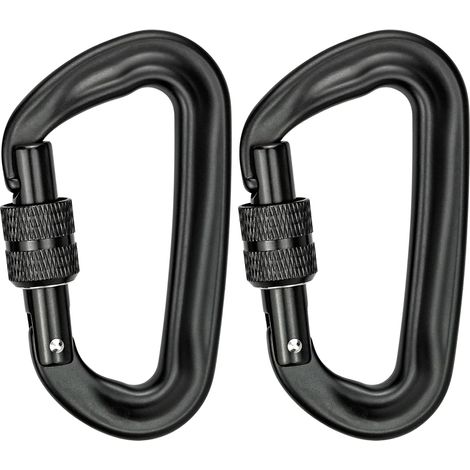 2 Stück Kletterkarabiner 12 kN (1200 kg), robuster Aluminium-Karabiner, D-förmiger Karabiner für Hängematten, Yoga, Schaukel, Camping, Schlüsselbund, Hunde (1/5)
