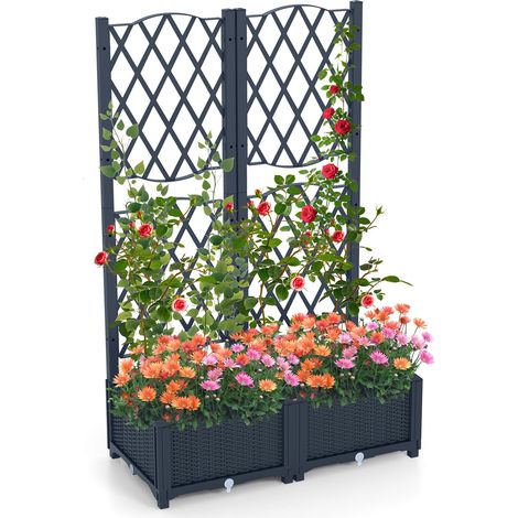 COSTWAY Fioriera Da Esternofioriera Con Grigliatofioriera Da Balconefioriera Con Spallierafioriera Balcone Ringhierafioriera Con Grigliato Da Esternofioriera (1/5)