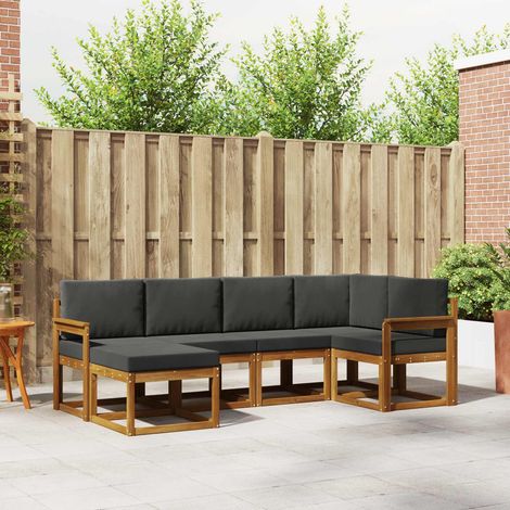 vidaXL Outdoor-Sofagarnitur mit Kissen 6 pcs Natur und Anthrazit (1/5)