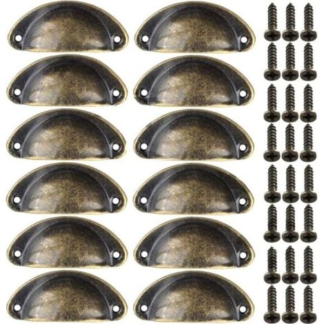 YMYNY 12 Pieces Vintage Furniture Handles, Metal Drawer Knobs for Cabinets, Dressers, Kitchen Drawers, Antique Brass, Bronze