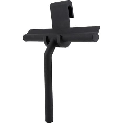 Grattoir à vitres noir, nettoyeur de vitres en silicone avec crochet (1/5)