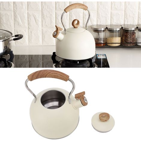 2.5L stainless steel whistling kettle for electric and gas stoves, beige (1/5)