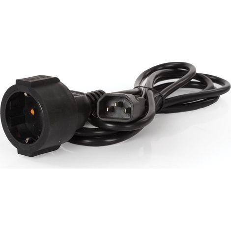 Perel Netzkabel, H05VV-F 3G1, 1.8 m, 2.5 A/230 V, 2500 W, Typ F auf C14, für innen, PVC, schwarz (1/4)