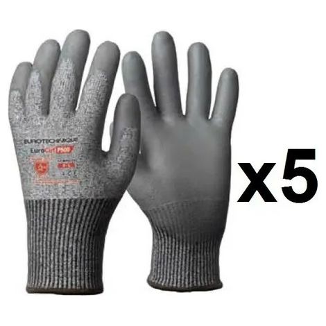 5 Paires De Gants Anticoupures Hppe Enduction Polyuréthane P500 Eurotechnique - Taille: 11