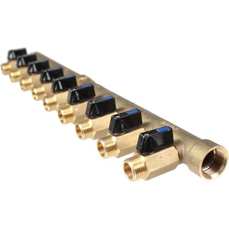 Watts – Collecteur M-F 3/4 avec mini-vannes assemblées – 9 départs mâles 1/2 – Raccordement Mâle 3/4 – Insert réversible chaud/froid (1/6)