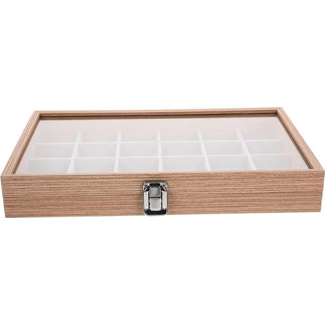 Boîte à Bijoux Portable en Bois avec Couvercle Transparent Grand Modèle 24 Compartiments Organisateur Multi-Usages pour Bagues Bracelets et Colliers Rangement pour Chambre et (1/5)