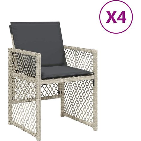 Maison Exclusive - Gartenstühle mit Kissen 4 Stk. Hellgrau Poly R