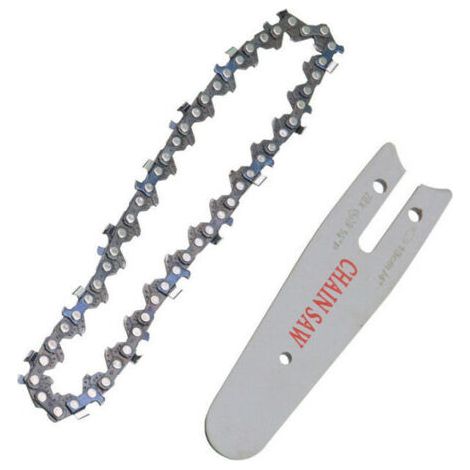 Guide de chaîne de scie électrique au lithium 4 pouces mini scie à chaîne électrique petite scie d'élagage à une main accessoires de lame de scie de jardin 4 pièces chaîne de 24 pouces 1 + guide de 24 (1/5)