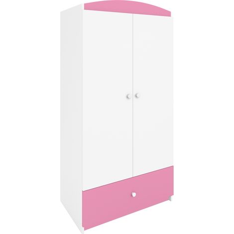 Kinderkleiderschrank mit Schublade Rosa clair – Babydreams Basic (1/5)
