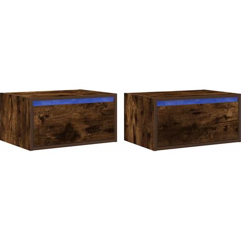 Maison Exclusive - Wand-Nachttische mit LED-Leuchten 2 Stk. Räuch