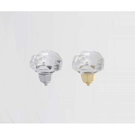 Pomello per mobili in stile moderno a base quadrata con cristallo Linea Luxury Giusti - 33mm Cromo-lucido