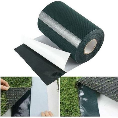 Ruban de pelouse auto-adhésif 10 m x 15 cm – Tissu non tissé vert foncé – Imperméable et résistant aux intempéries – Pour joints de gazon artificiel (1/5)